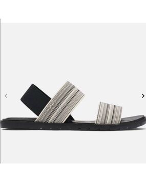 Sorel | Black Stripe Ella II Two Strap Stretchy Sandal